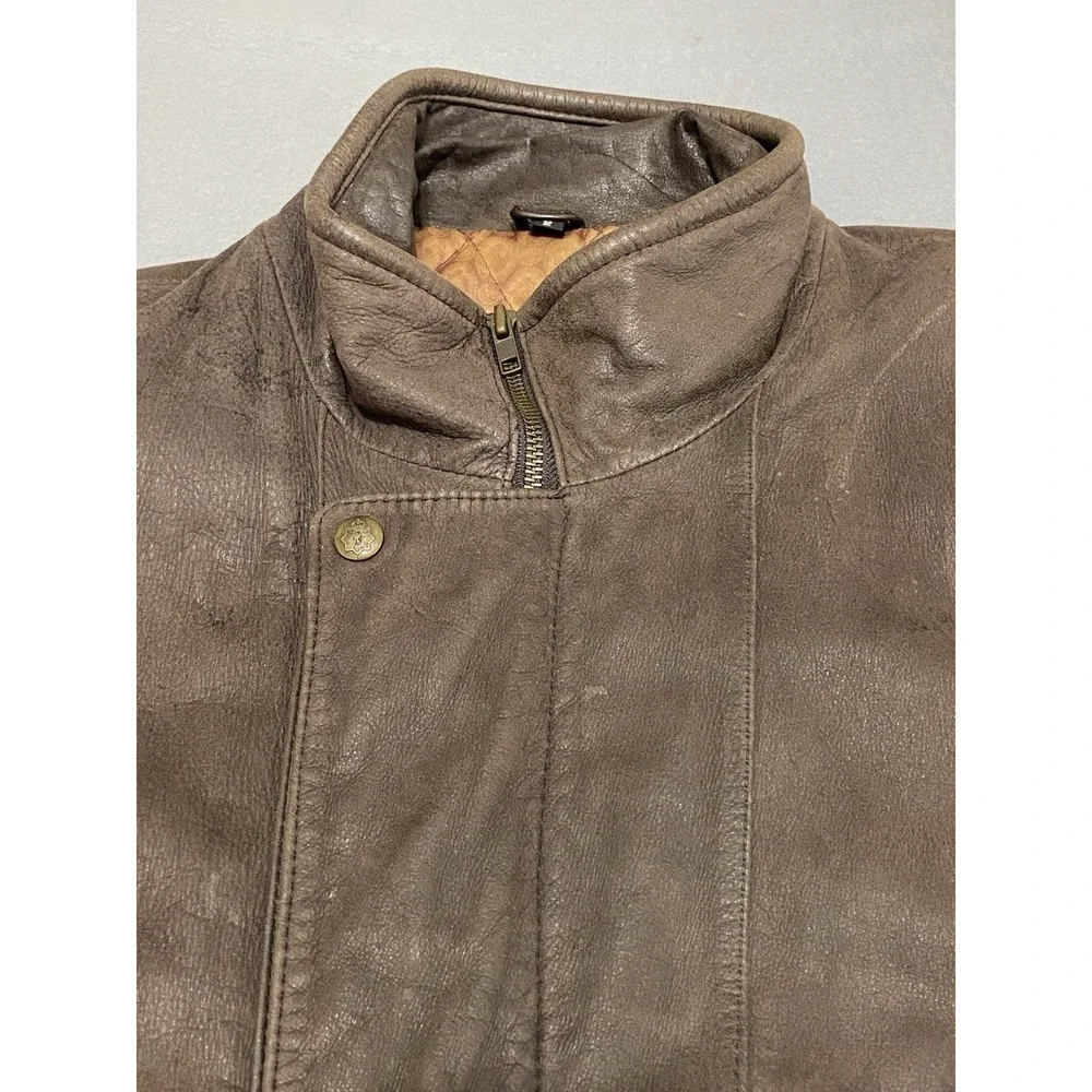 Vintage Men's Genuine Leather Hunting Horn/Bomber Jacket Size M Classic Zip Up